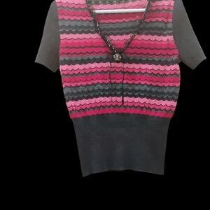 Escada Women's V-Neck Sweater - Pink and Black
